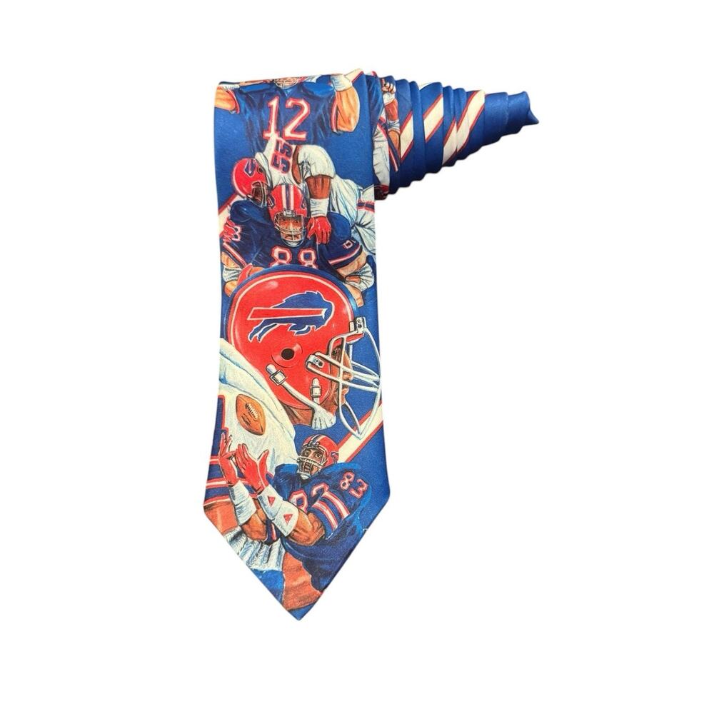 Ralph Marlin NFL Buffalo Bills Football Players Vintage Novelty Necktie Red Blue